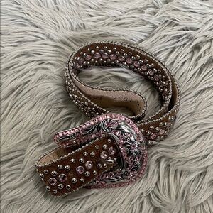 B.B. Simon Pink and Silver Studded Belt